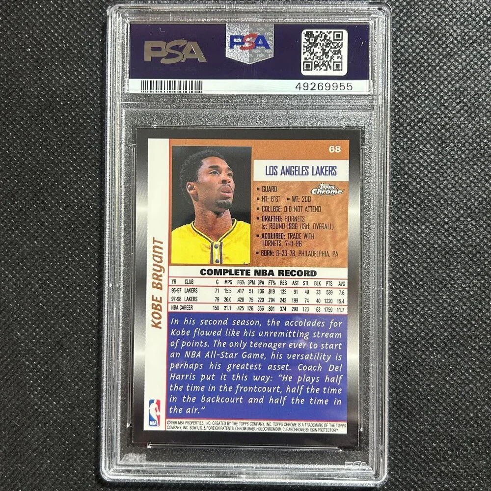 1998 Topps Chrome Kobe Bryant #68 PSA 9 MINT Los Angeles Lakers HOF - Picture 2 of 2